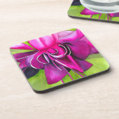 Roze pop waterverf bloem onderzetter (Linkerzijde)