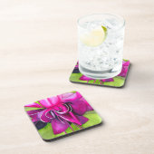 Roze pop waterverf bloem onderzetter (Rechterzijde)