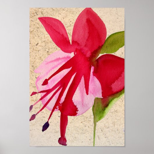 Roze pop waterverf bloem poster (Voorkant)