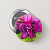Roze pop waterverf bloem ronde button 5,7 cm (Voorkant /achterkant)