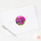 Roze pop waterverf bloem ronde sticker (Envelop)
