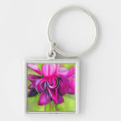 Roze pop waterverf bloem sleutelhanger (Voorkant)