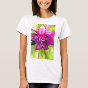 Roze pop waterverf bloem t-shirt