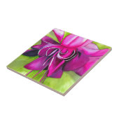 Roze pop waterverf bloem tegeltje (Zijkant)