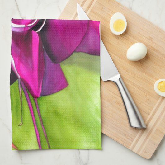 Roze pop waterverf bloem theedoek (Quarter Fold)