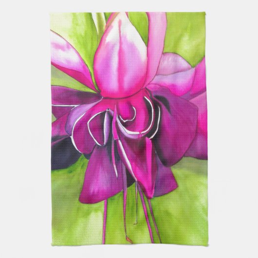 Roze pop waterverf bloem theedoek (Verticaal)