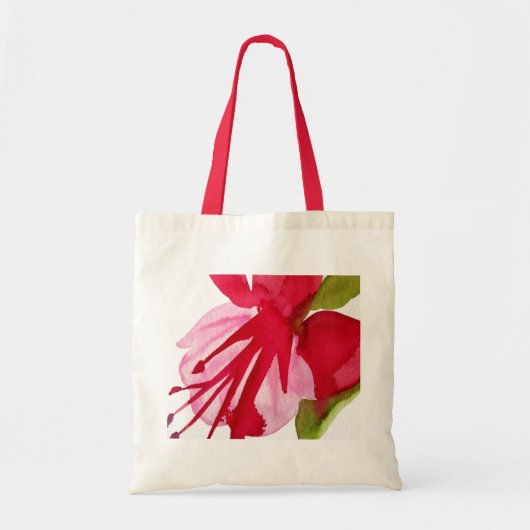 Roze pop waterverf bloem tote bag (Voorkant)