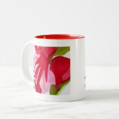 Roze pop waterverf bloem tweekleurige koffiemok (Voorkant links)