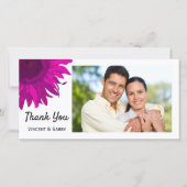 Roze Pop Zonnebloem Hartelijk dank Bedankkaart (Voorkant)