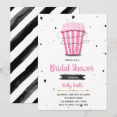 Roze popcorn brudonder doucheuitnodiging kaart (Voorkant / Achterkant)