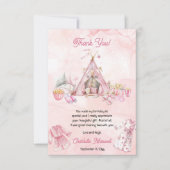 Roze Popcorn en Pyjama Slumber Verjaardagsfeest Bedankkaart (Voorkant)