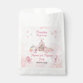 Roze Popcorn en Pyjama Slumber Verjaardagsfeest Bedankzakje (Voorkant)