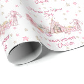 Roze Popcorn en Pyjama Slumber Verjaardagsfeest Cadeaupapier (Rol Hoek)