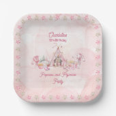 Roze Popcorn en Pyjama Slumber Verjaardagsfeest Papieren Bordje (Voorkant)