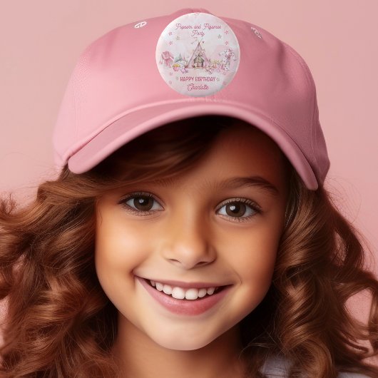 Roze Popcorn en Pyjama Slumber Verjaardagsfeest Ronde Button 5,7 Cm