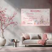 Roze Popcorn en Pyjama Slumber Verjaardagsfeest Spandoek