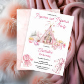 Roze Popcorn en Pyjama's Slaapfeestje Verjaardagsf Kaart