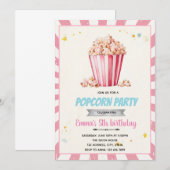 Roze popcorn feest uitnodiging (Voorkant / Achterkant)