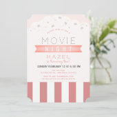 Roze Popcorn Film Night Girl Verjaardag Kaart (Staand voorkant)
