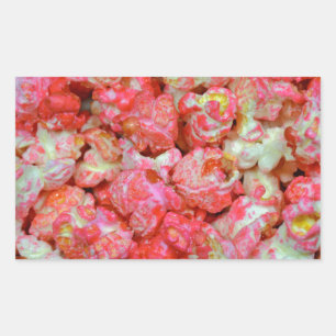 Roze popcorn rechthoekige sticker