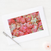 Roze popcorn rechthoekige sticker (Envelop)