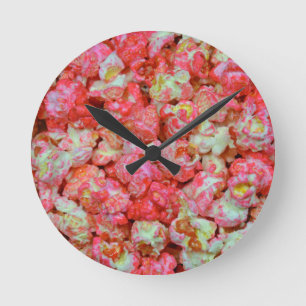 Roze popcorn ronde klok