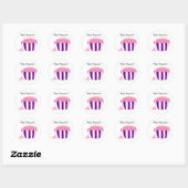Roze Popcorn Ronde Sticker (Vel)