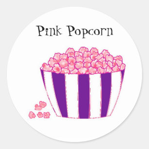 Roze Popcorn Ronde Sticker