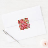 Roze popcorn vierkante sticker (Envelop)