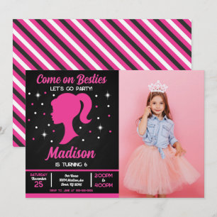 Roze Poppen Besties Mode Feest Foto Verjaardag Kaart