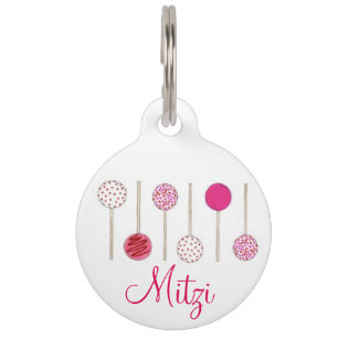 Roze Poppen met kachelrok Foodie Dog Pet Tag Huisdierpenning