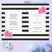 Roze poppies Black white strees trouwprogramma Flyer (Enkel)