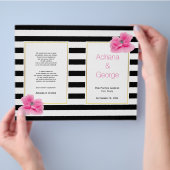 Roze poppies Black white strees trouwprogramma Flyer (Hand)