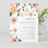 Roze Poppies Bloemen Bruiloft Menu (Staand voorkant)