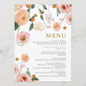 Roze Poppies Bloemen Bruiloft Menu (Voorkant)