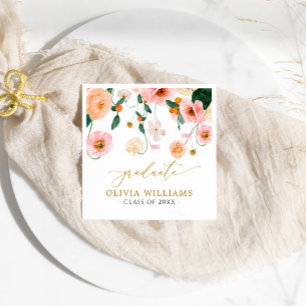 Roze Poppies Bloemen Graduation Party servetten