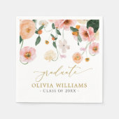 Roze Poppies Bloemen Graduation Party servetten (Voorkant)