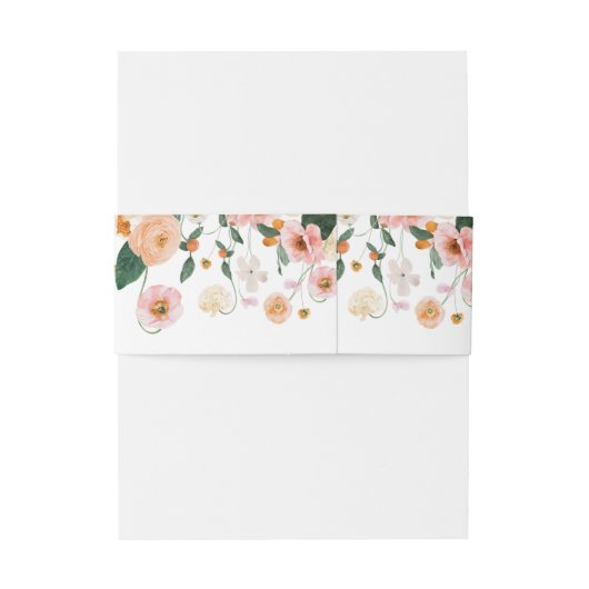 Roze Poppies Bloemen Rustieke Bruiloft Uitnodigingen Wikkel (Achterkant Voorbeeld)