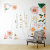 Roze Poppies Bloemen Trouwwandtapijt Wandkleed (In Situ (horizontaal))