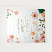 Roze Poppies Bloemen Trouwwandtapijt Wandkleed (Voorkant (horizontaal))