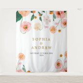 Roze Poppies Bloemen Trouwwandtapijt Wandkleed (Voorkant)