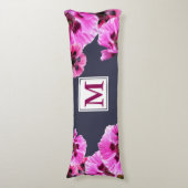 Roze Poppies Monogram Lichaamskussen (Voorkant Verticaal)