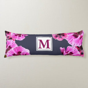 Roze Poppies Monogram Lichaamskussen