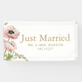 Roze Poppies net getrouwd auto banner (Horizontaal)