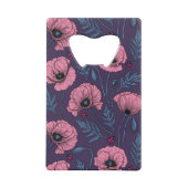 Roze poppies op donker violet creditkaart flessenopener (Achterkant)
