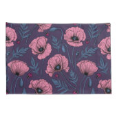 Roze poppies op donker violet kussensloop (Achterkant-Rechts)