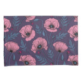Roze poppies op donker violet kussensloop (Voorkant-Rechts)
