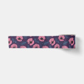 Roze poppies op donker violet satijnen lint (Voorkant)