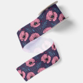 Roze poppies op donker violet satijnen lint (Achterkant)