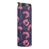 Roze poppies op thermische donkerviolettumbler thermosbeker (Geroteerd rechts)